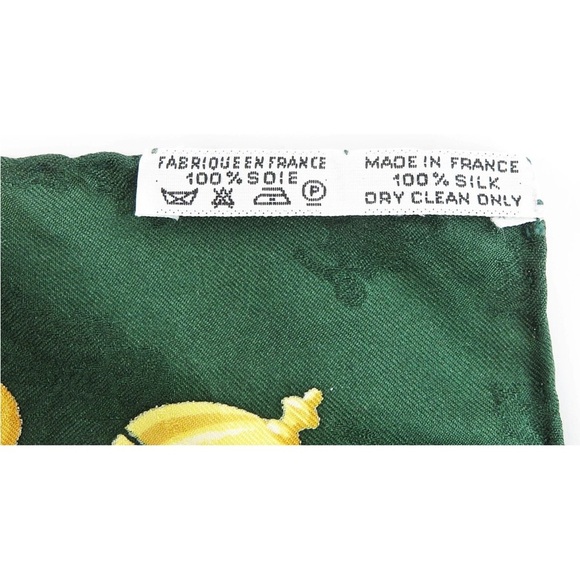 Hermes Green and Gold Silk Scarf - Picture 10 of 11